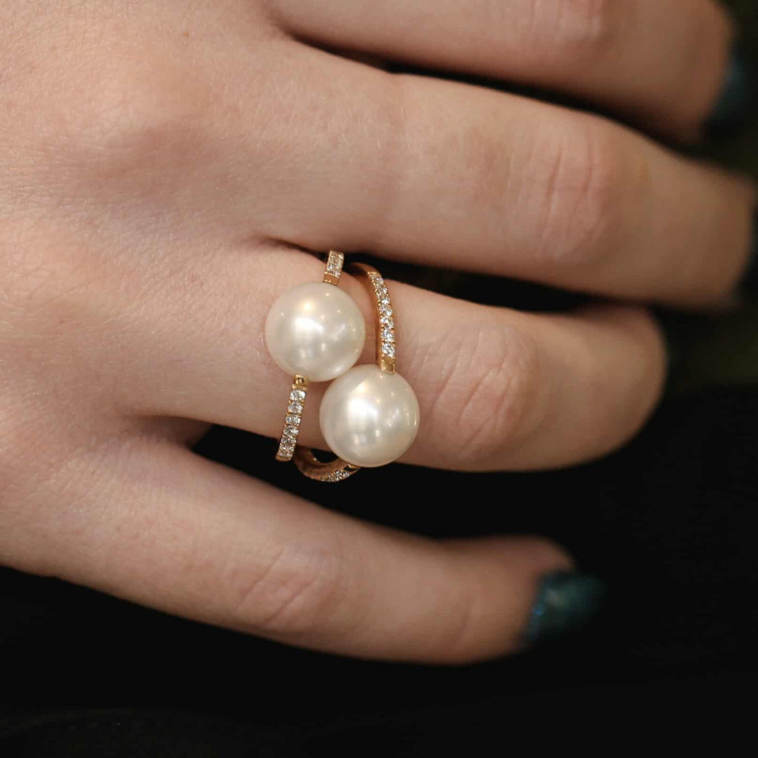 Rose Gold Double Pearl Ring