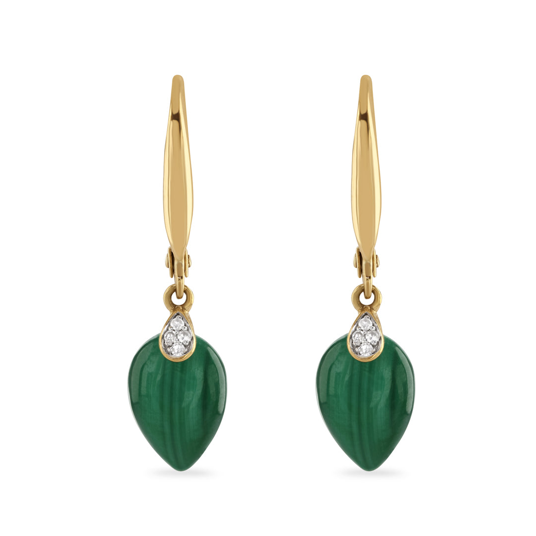 Malachite & Diamond Drop Earrings