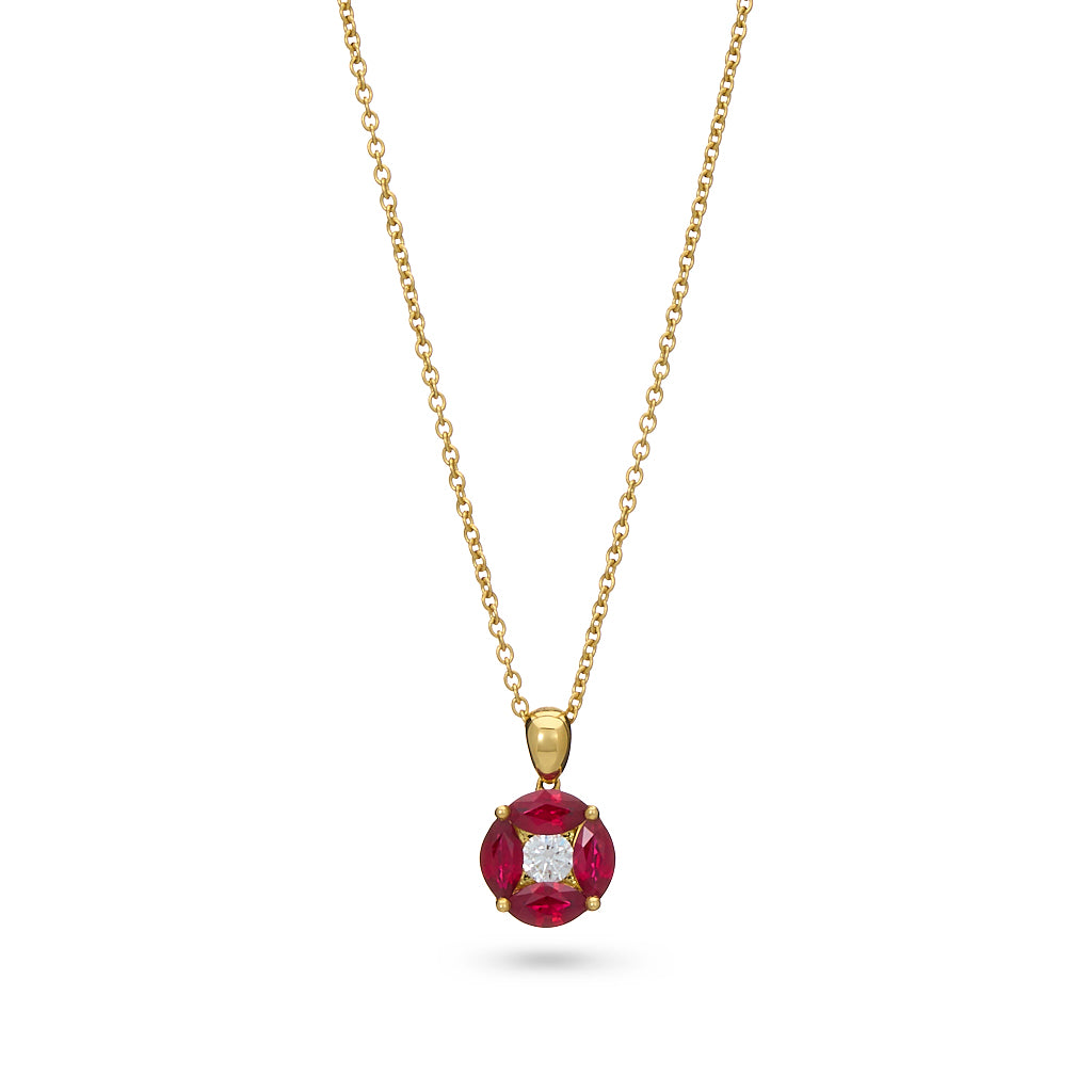 Marquise & Ruby Diamond Pendant