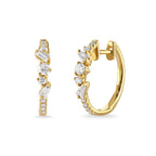 Mixed Cut Diamond Hoop Earrings