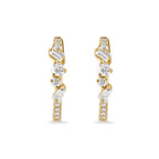 Mixed Cut Diamond Hoop Earrings