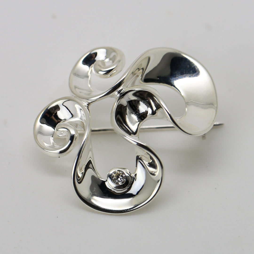 Swirling Silver Brooch
