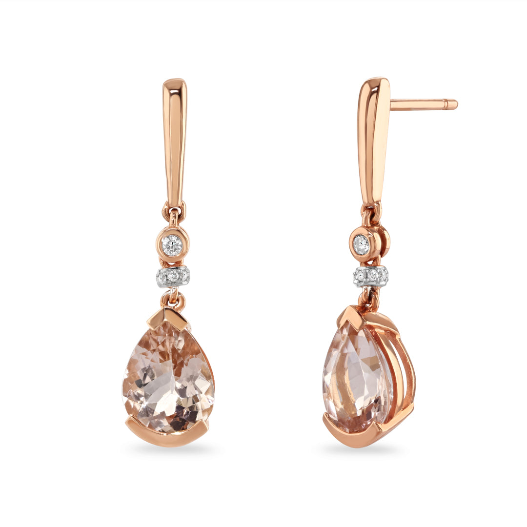 Morganite & Diamond Drop Earrings