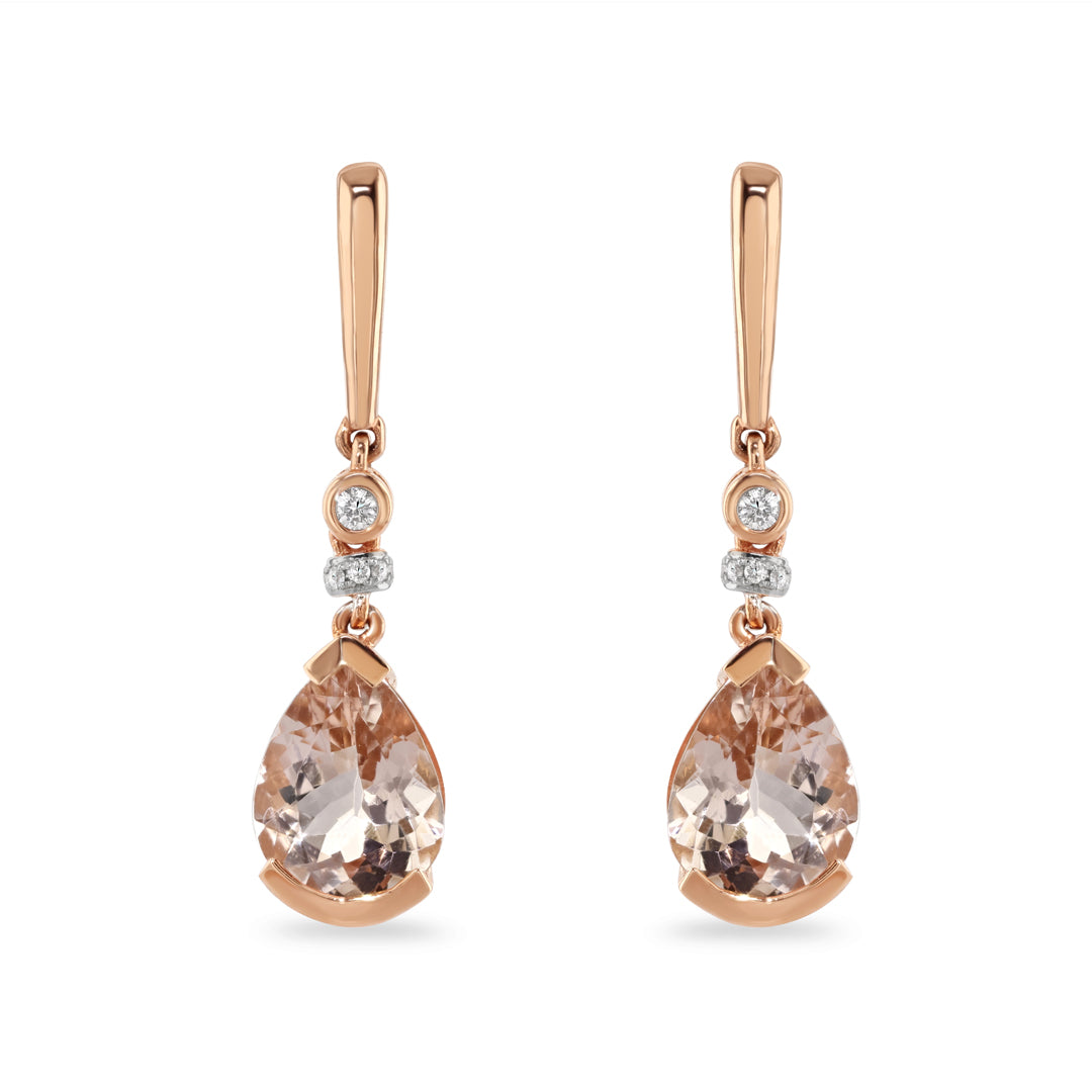 Morganite & Diamond Drop Earrings
