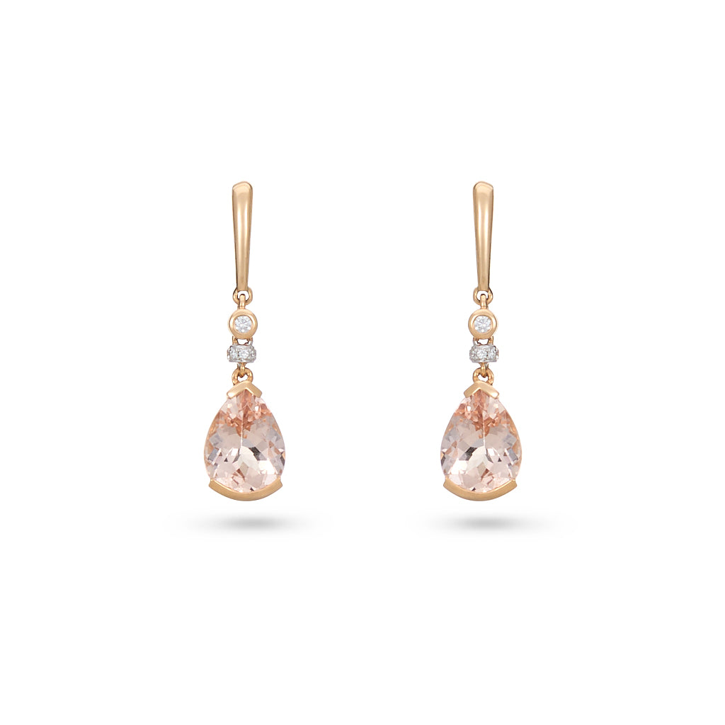 Morganite & Diamond Drop Earrings
