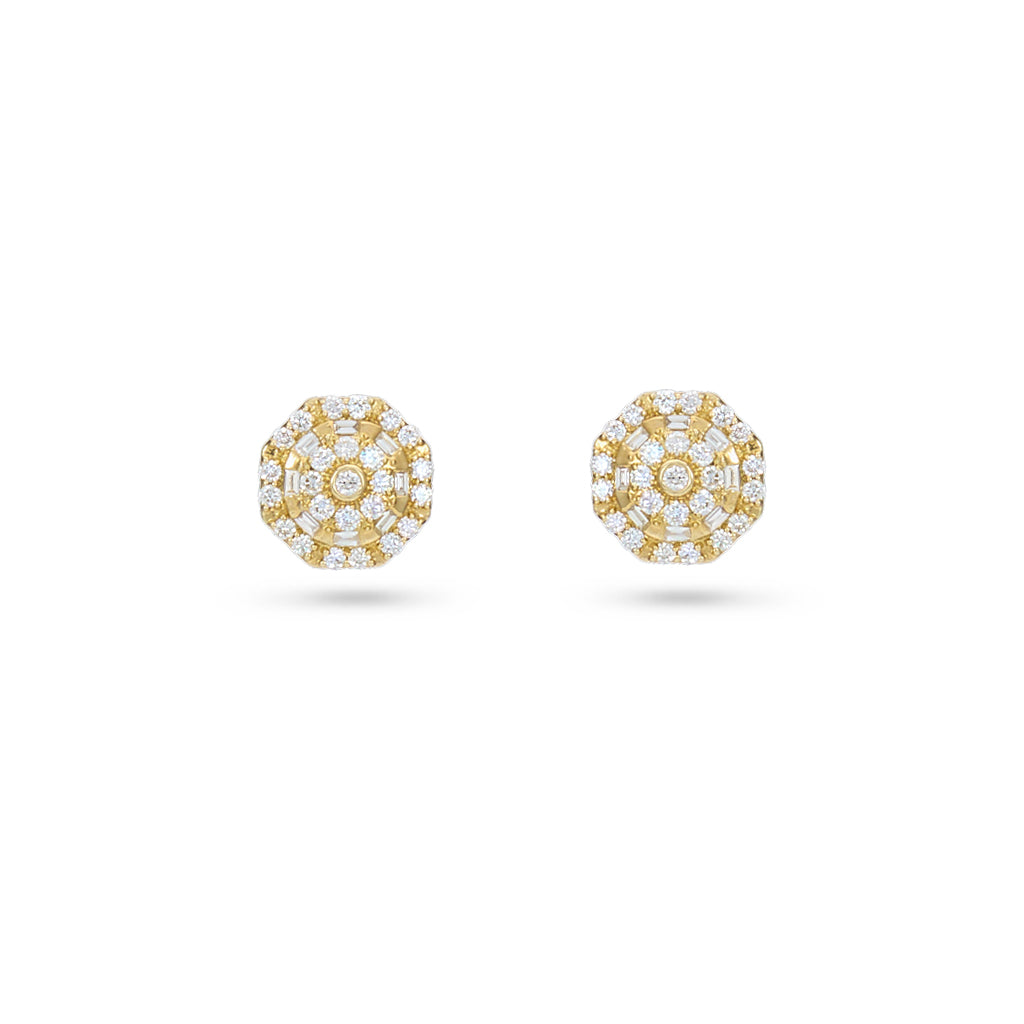 Octagonal Gold Diamond Studs