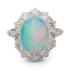 Opal & Diamond Halo Ring
