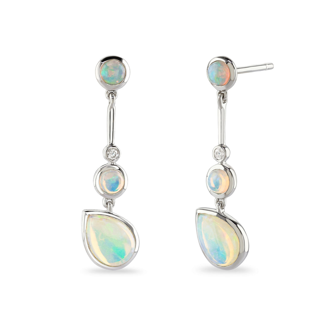 Opal & Diamond Drop Earrings
