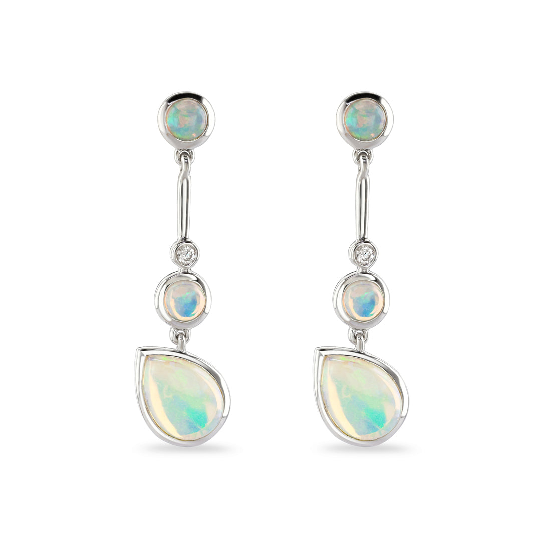 Opal & Diamond Drop Earrings