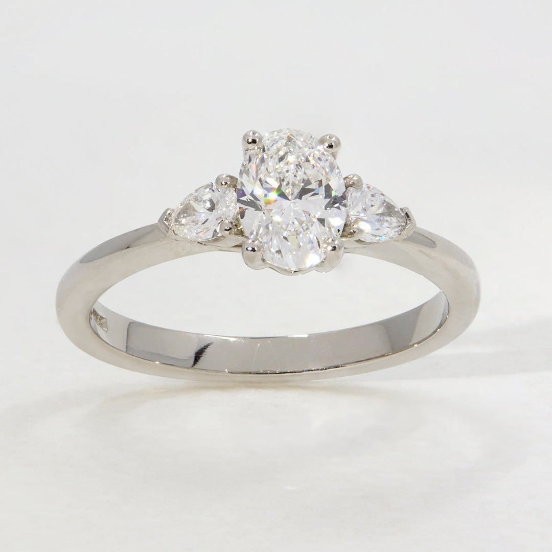 Oval Cut Diamond Trilogy Ring