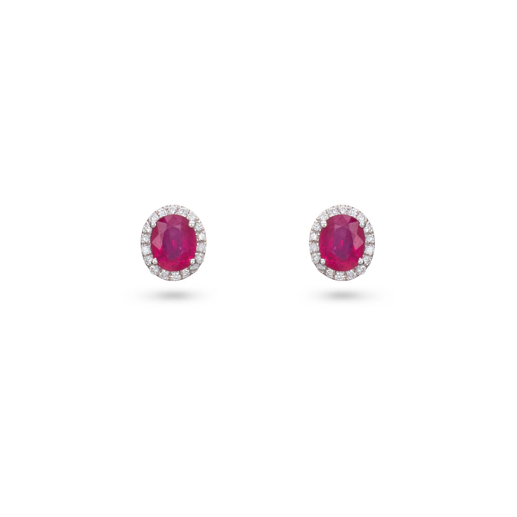 Oval Ruby Stud Earrings
