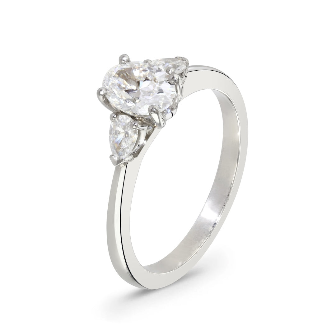 Oval Cut Diamond Trilogy Ring