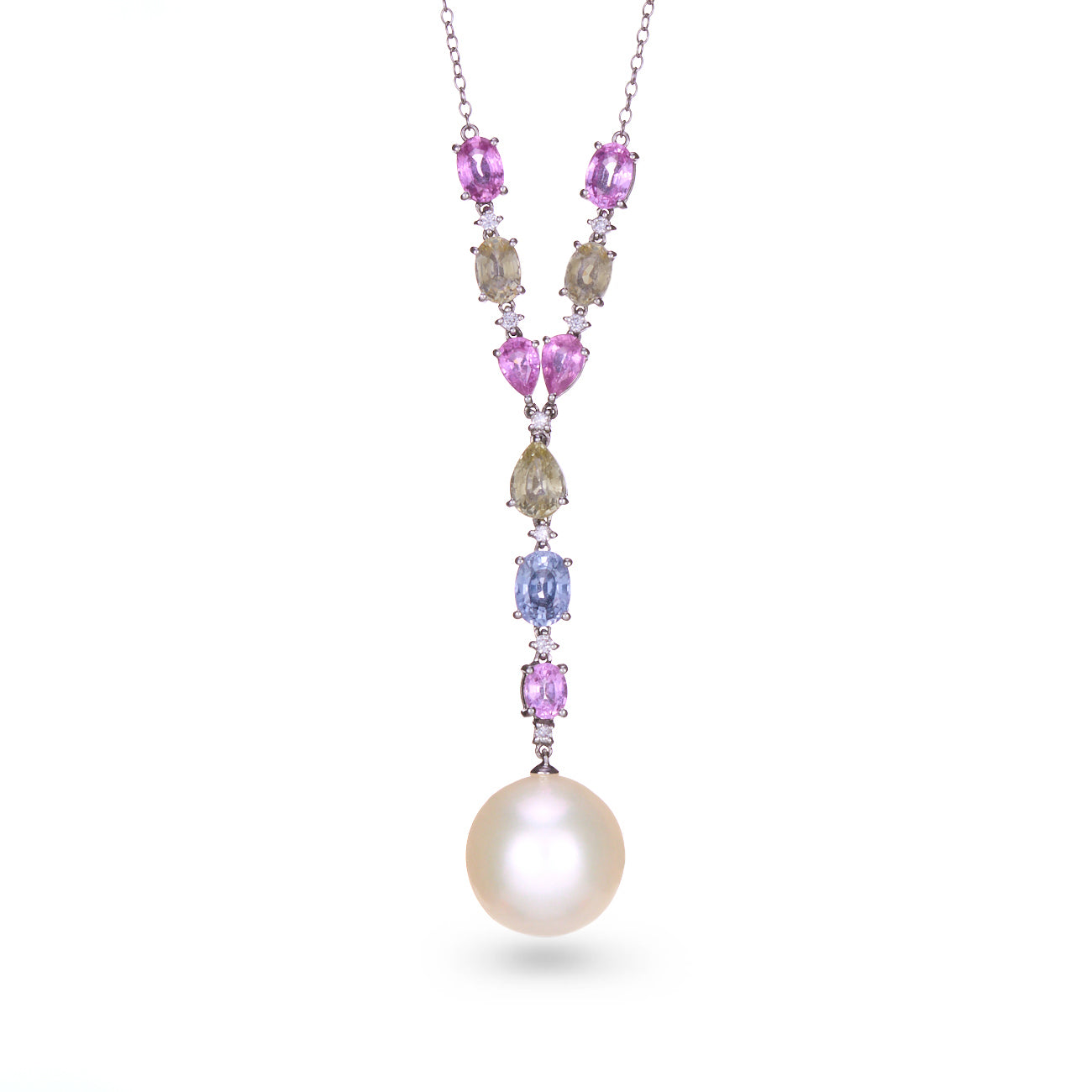 Pastel Coloured Sapphire & Pearl Necklace