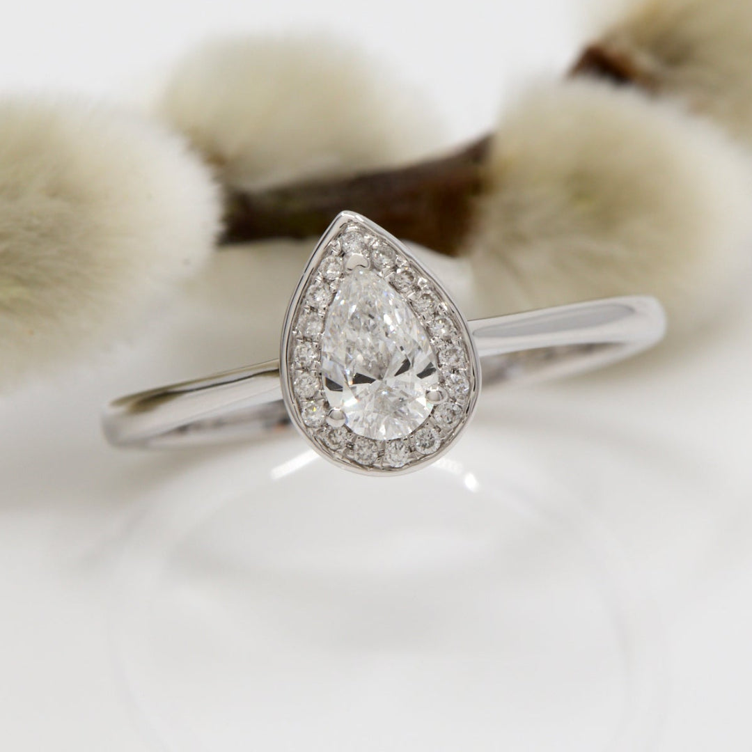 Pear Cut Diamond Halo Ring