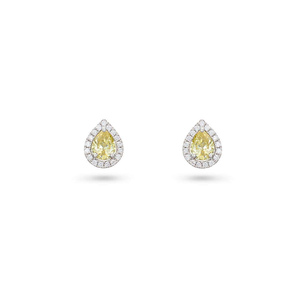 Pear-Cut Yellow Diamond Stud Earrings