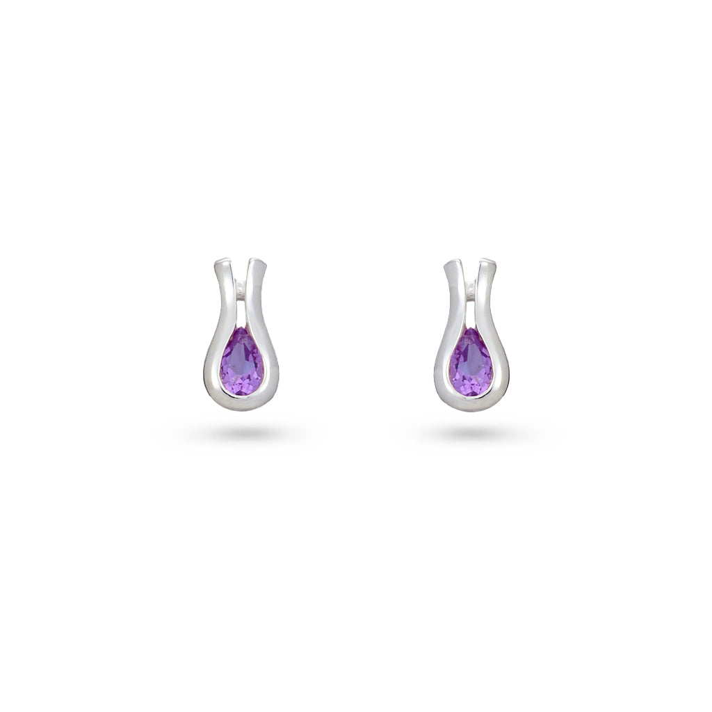 Pear-Shaped Amethyst Stud Earrings