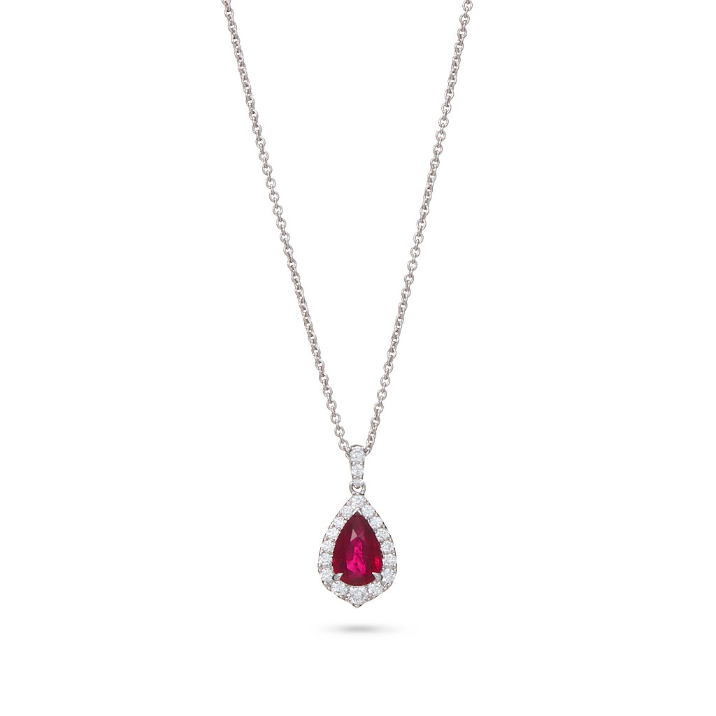 Pear-Shaped Ruby & Diamond Pendant
