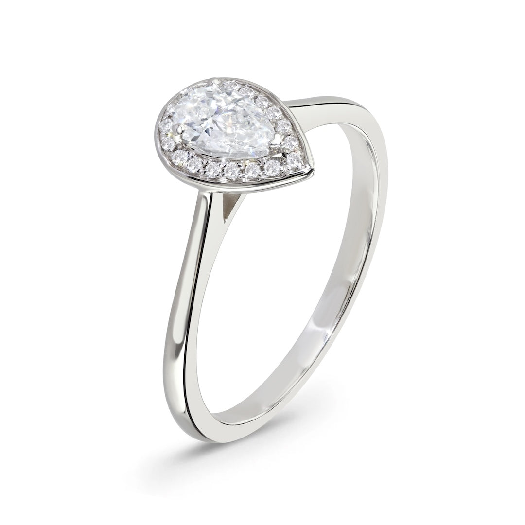 Pear Cut Diamond Halo Ring