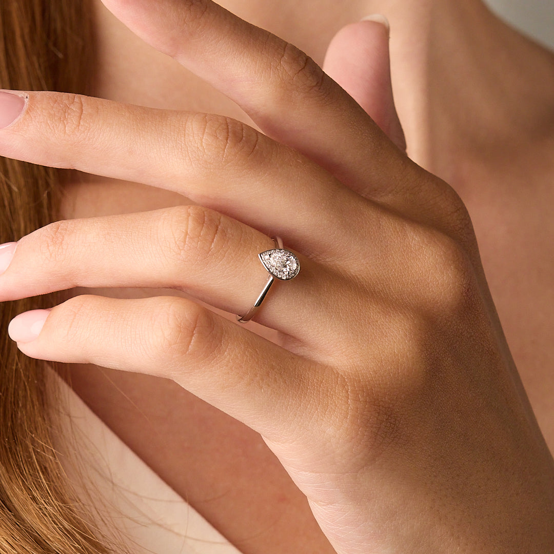 Pear Cut Diamond Halo Ring
