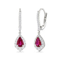 Pear Cut Ruby & Diamond Drop Earrings