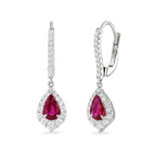 Pear Cut Ruby & Diamond Drop Earrings