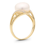 Pearl & Diamond Crossover Ring