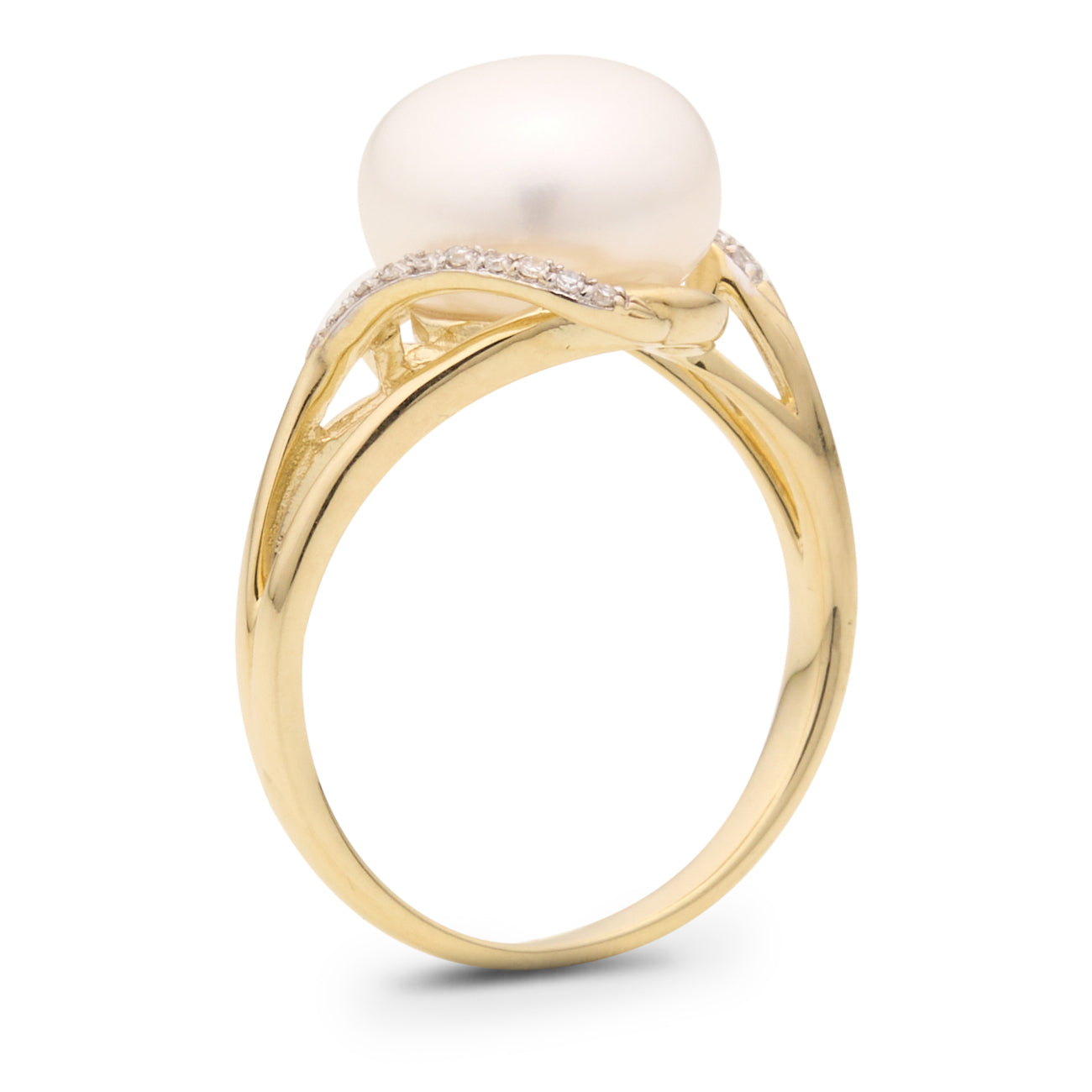 Pearl & Diamond Crossover Ring