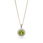 Peridot & Diamond Halo Pendant