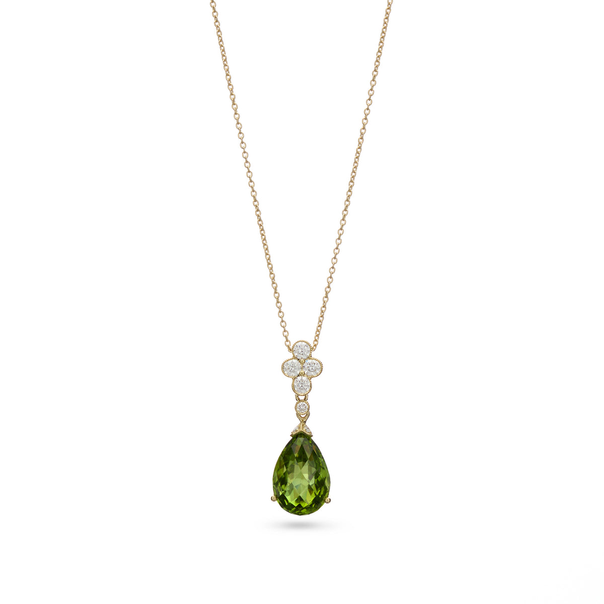 Peridot & Diamond Drop Pendant