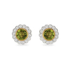 Peridot & Diamond Stud Earrings