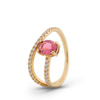 Pink Tourmaline & Diamond Curve Ring