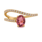 Pink Tourmaline & Diamond Curve Ring
