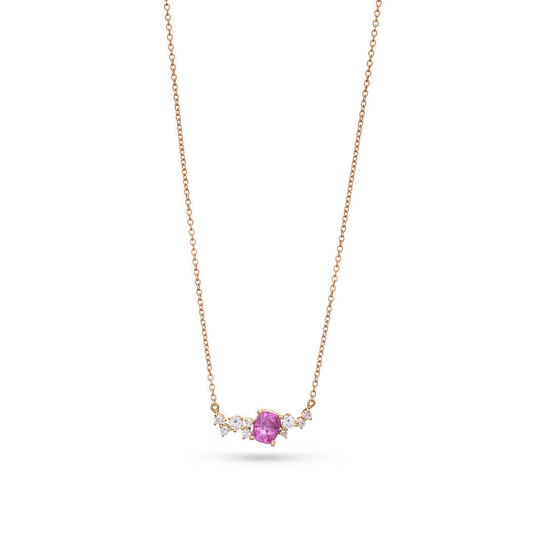 Pink Sapphire & Diamond Scatter Pendant