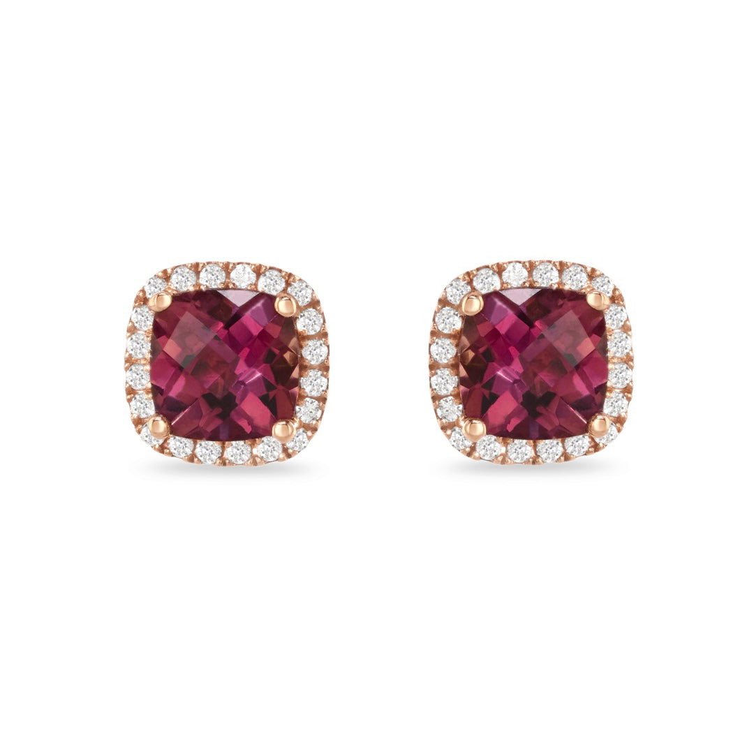 Pink Tourmaline & Diamond Earrings