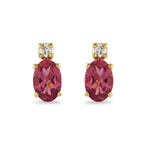 Pink Tourmaline & Diamond Stud Earrings