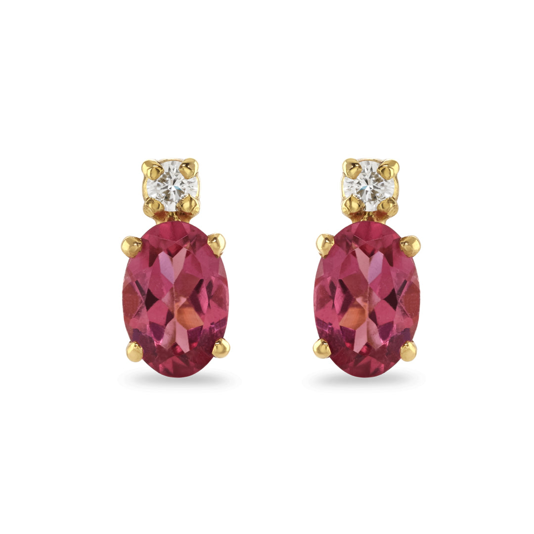 Pink Tourmaline & Diamond Stud Earrings