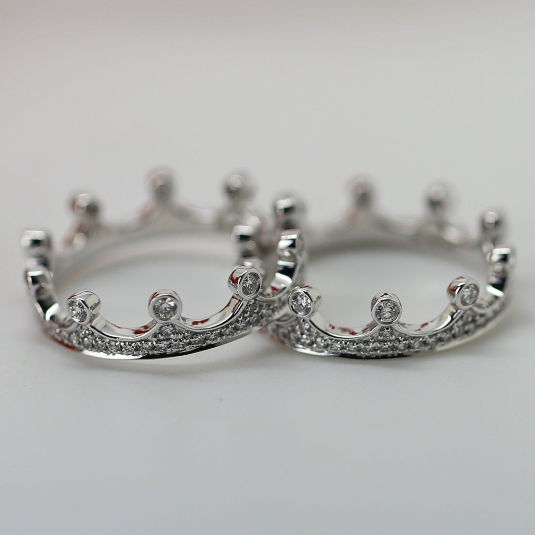 Diamond Crown Double Stacking Rings