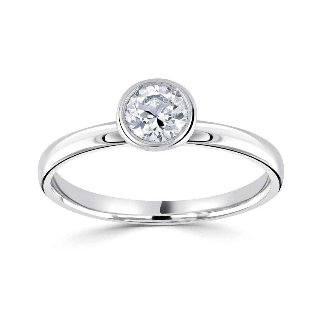 Platinum & Diamond Rubover Set Ring