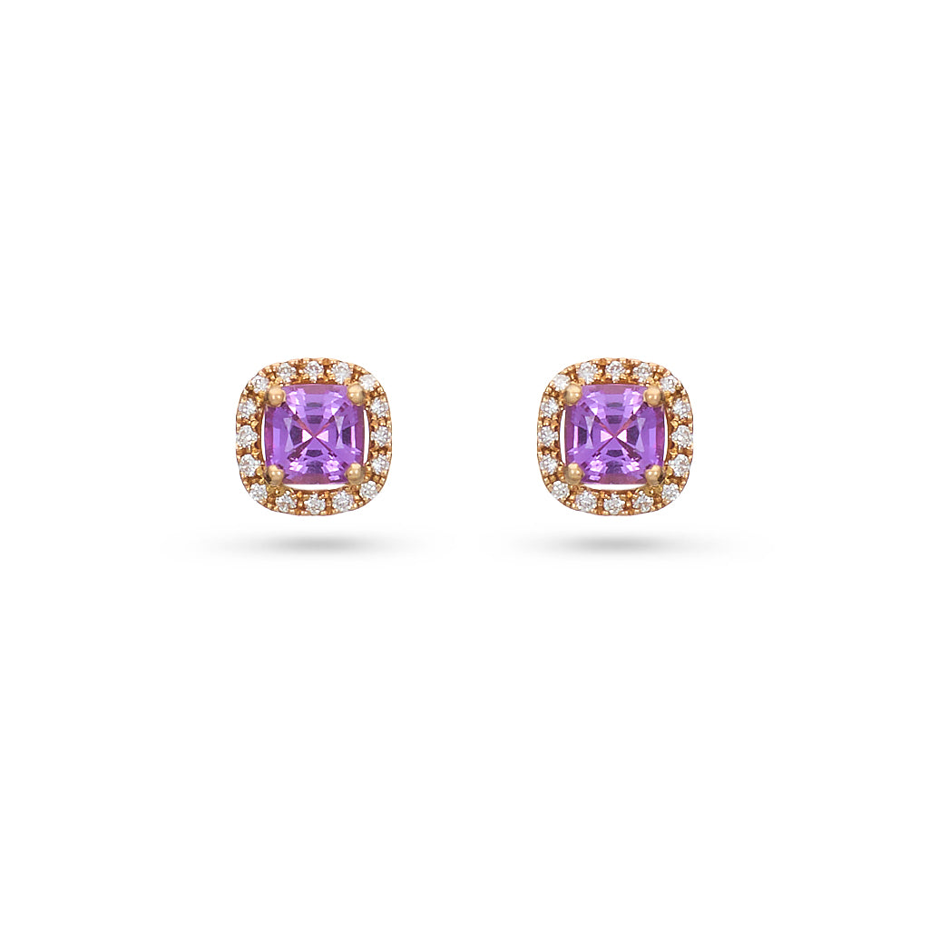 Purple Sapphire & Diamond Studs