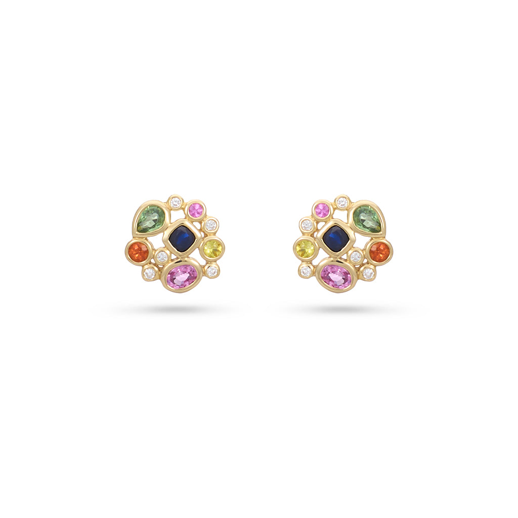 Rainbow Sapphire & Diamond Earrings