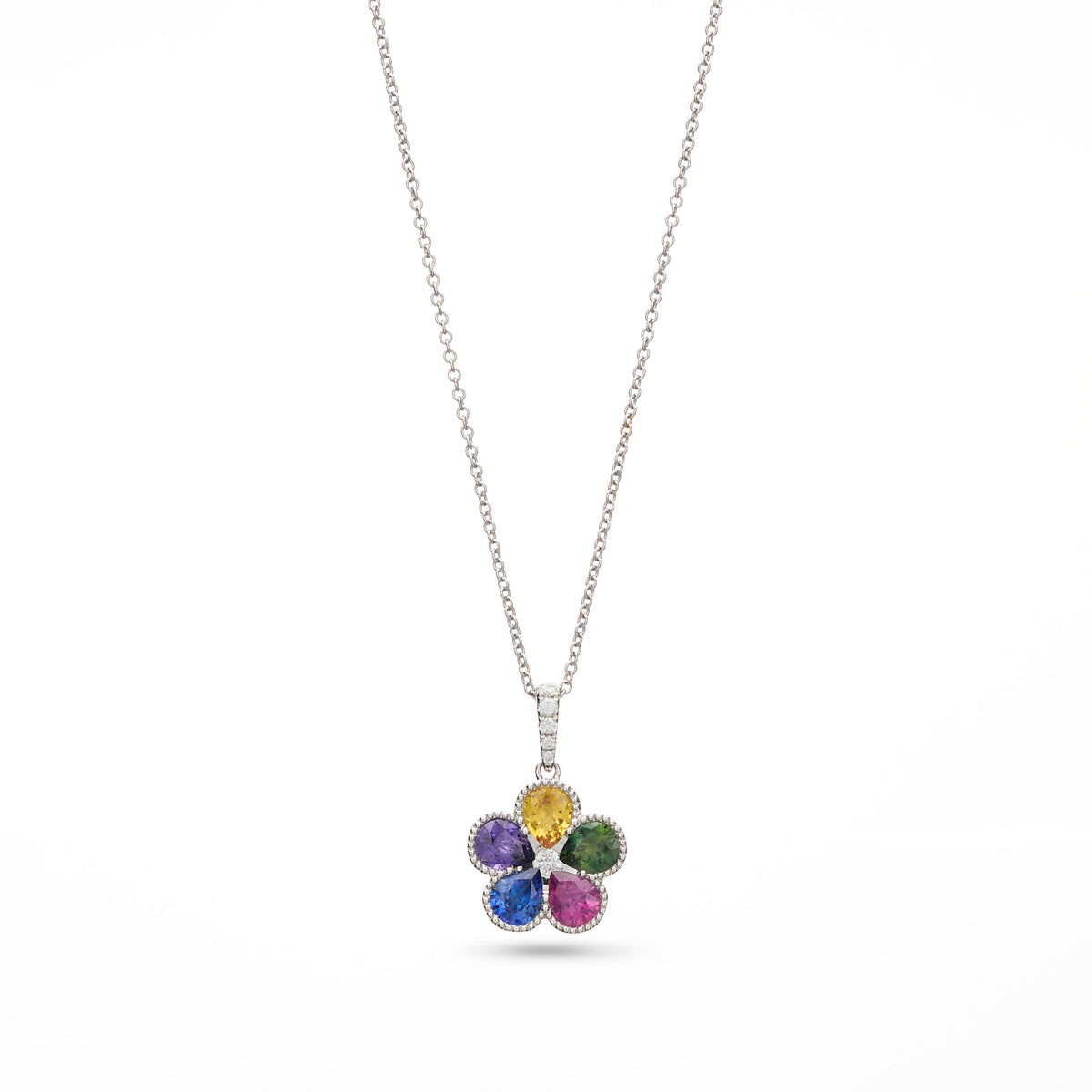 Rainbow Sapphire Flower Pendant
