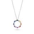 Rainbow Sapphire & Diamond Circle Pendant