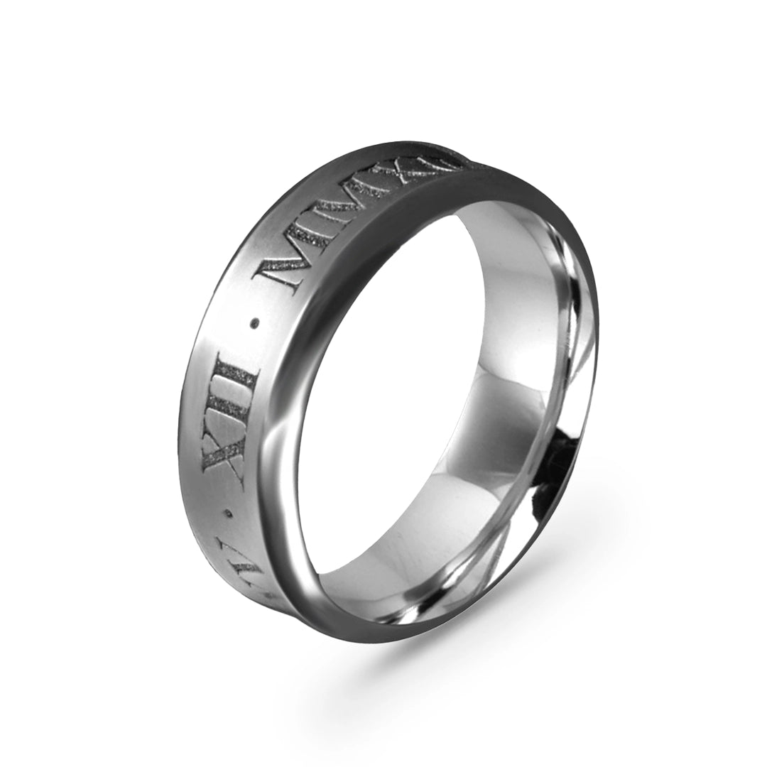 Roman Numeral Engraved Gents' Ring