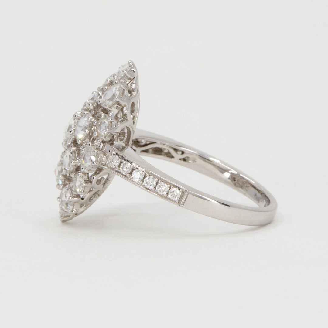 Rose Cut Diamond Cluster Ring