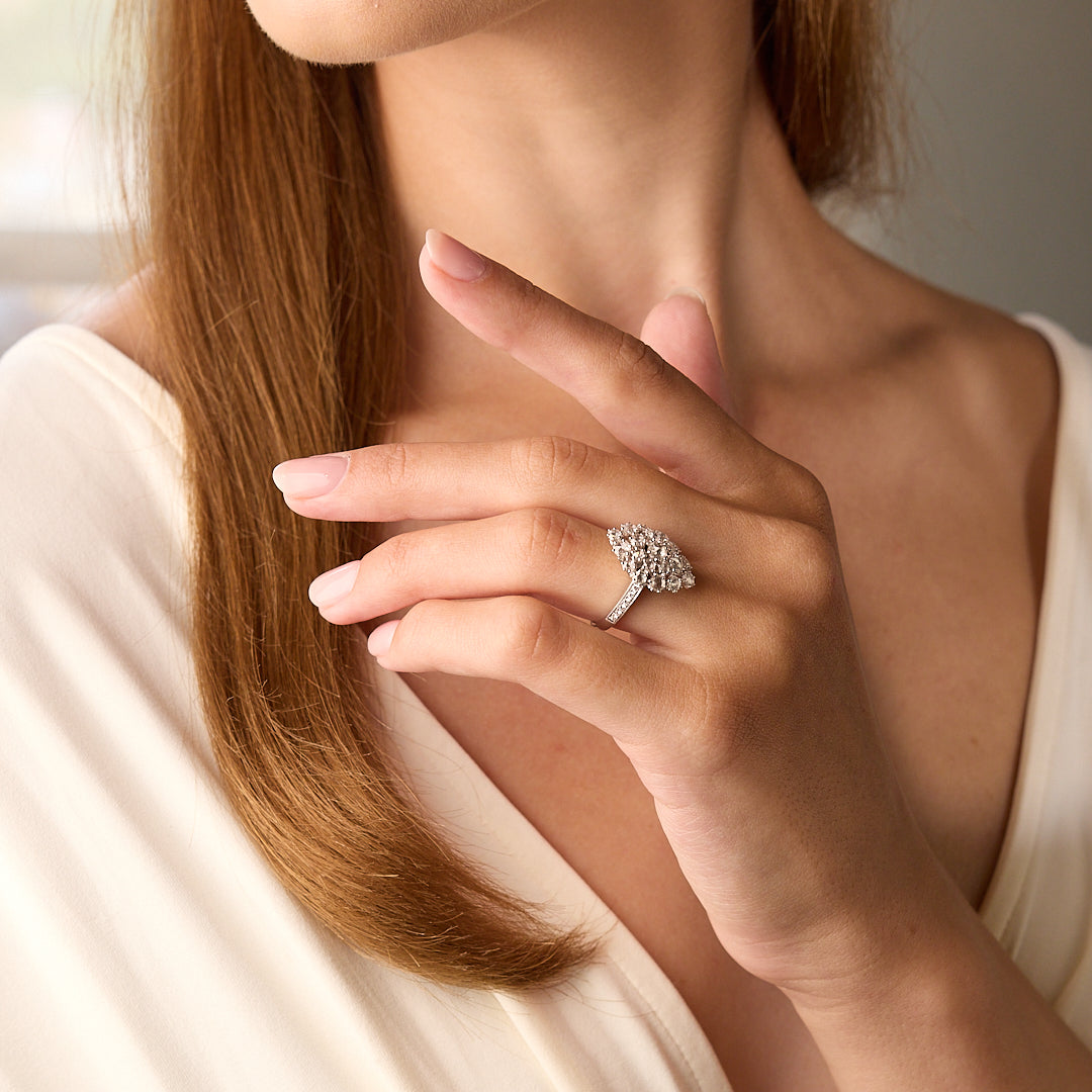 Rose Cut Diamond Cluster Ring