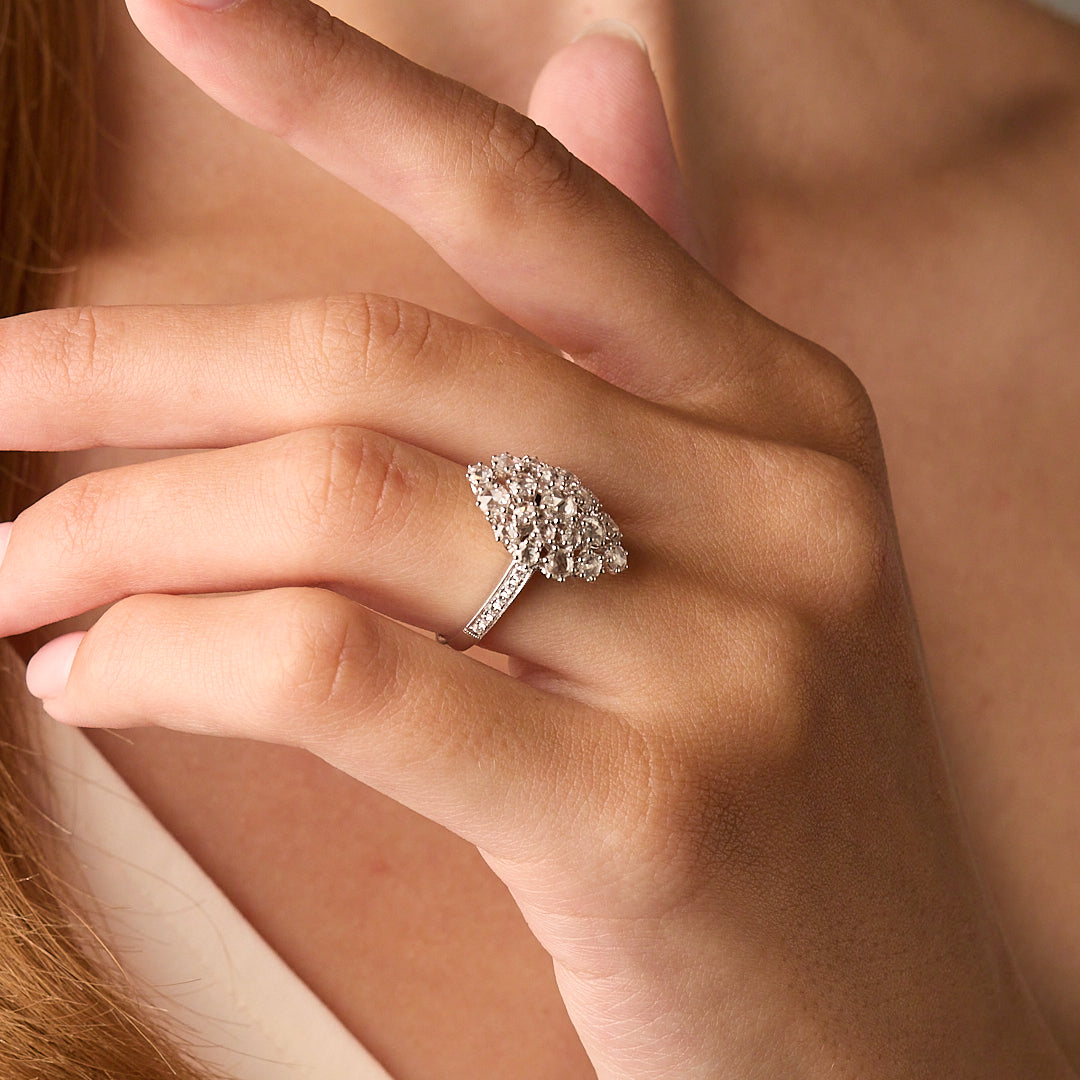 Rose Cut Diamond Cluster Ring