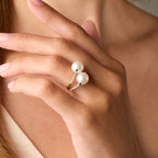 Rose Gold Double Pearl Ring