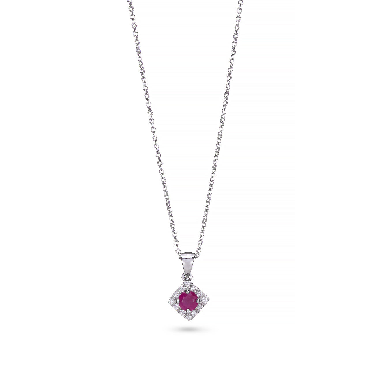 Ruby & Diamond Square Pendant