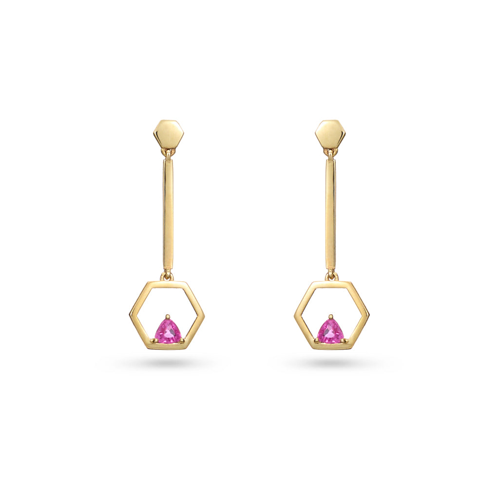 Ruby Geometric Drop Earrings