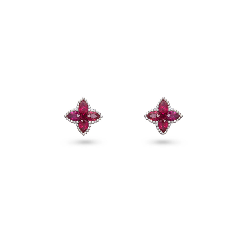 Ruby Star Stud Earrings